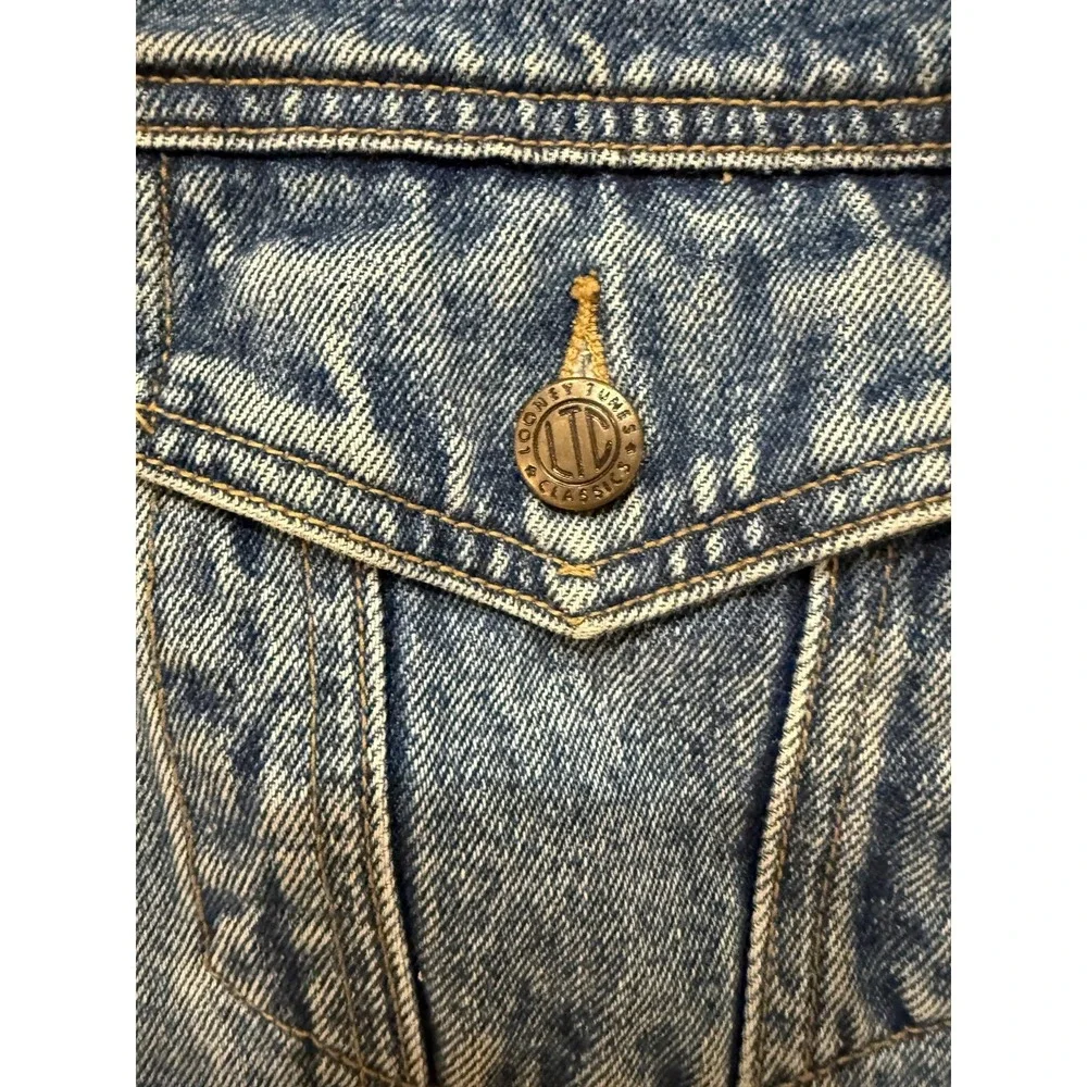 Vintage 90s‎ Looney Tunes Taz Denim Vest Warner Bros NY Manhattan SM Retro WB